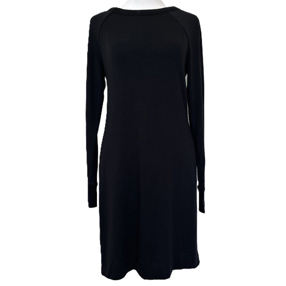 New LOU & GREY Women’s  Soft Long Sleeve Black Sweatshirt Dress Size XS